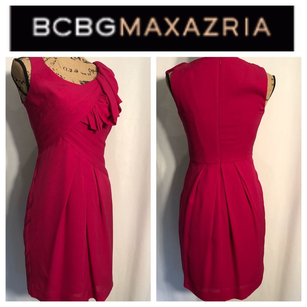 BCBGMaxAzria Silk Fuchsia Cocktail Dress LIKE NEW - Picture 7 of 7
